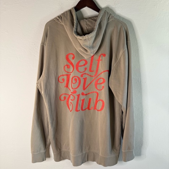 LONELY GHOST Self Love Club Beige Hoodie with Heart Design Size XL - Picture 1 of 8